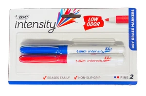 Bic Intensity Low Odor Blue & Red Fine Tip Dry Erase Markers 2 Pack - Picture 1 of 1