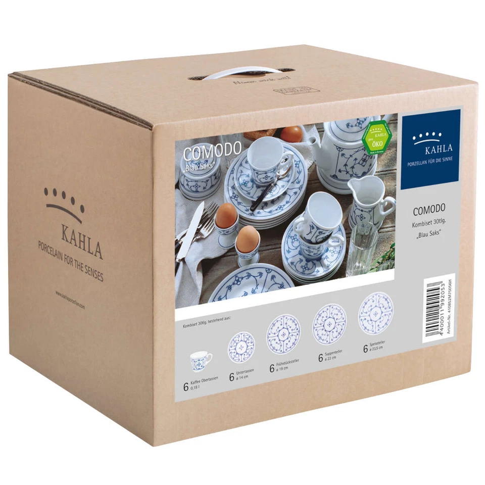 Kahla Blau Saks Indisch Blau Stohblumenmuster Kombiservice 30-tlg. - Bild 1 von 1