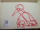  JAMES PURDY  AUTHOR DRAWING   OUTSIDER ART "Red Bird" signed  1992   cat # 17