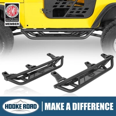 Hooke Road 2PCS Steel Tubular Wide Drop Side Steps for Jeep Wrangler TJ 97-06 - Image 1 of 4