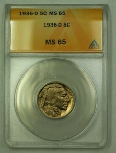 1936-D Buffalo Nickel 5c ANACS MS-65 (J) (WW) - Picture 1 of 2