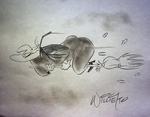 Bruja Hazel Willie Ito Firmado Dibujado a Mano Lápiz Animación Warner Brothers - Imagen 1 de 3
