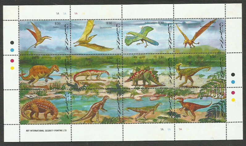 PREHISTORIC DINOS - GUYANA, YV # 2950/61, MNH - Image 1 of 1