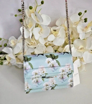  Very Rare Ted Baker Pl-green Jenil Floral-print Satin Crossbody bag/clutch  - Image 1 of 4