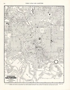 1942 Antique BALTIMORE Maryland Street Map Vintage Baltimore City Map 1077 - Picture 1 of 3