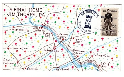 #2089 Jim Thorpe 1994 Football FDC Cornish Hand-drawn Native American - Image 1 of 2