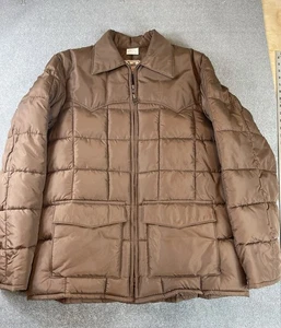 VTG Walls Blizzard-Pruf Quilted Puffer Jacket Size LG Tall 42-44 Brown Excellent - Picture 1 of 20