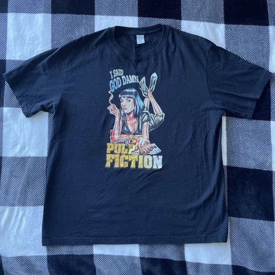 Pulp Fiction T Shirt Size XL Uma Thurman Movie I Said God Damn Mia Wallace   - Image 1 of 4