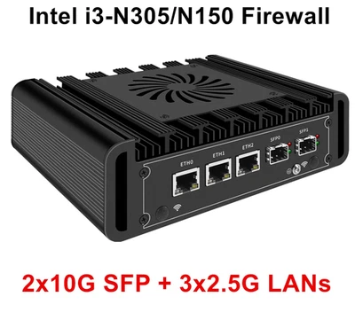 Intel i3 N305 N150 N100 Solid Firewall PC 2x10G SFP+ 3x2.5G LANs DDR5 NVMe - Image 1 of 4