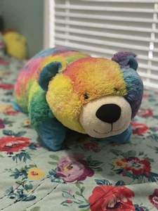 Pillow Pets 2012 Rainbow Peace Bear 18" Large RARE - Picture 1 of 14