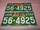 South Dakota License Plate(S), 1955 Pair/Set, 2 Pc Lot One Money, 2 Sided Paint.