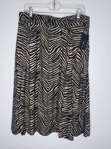 New Robert Louis Animal Print Skirt XL Midi Pockets Brown Black Tiger Lined - Picture 1 of 5