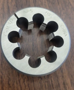 Interstate Round Pipe Die 1 - 11-1/2 NPT Thread 2-1/2" Outside Dia HSS 03802295 - Picture 1 of 4