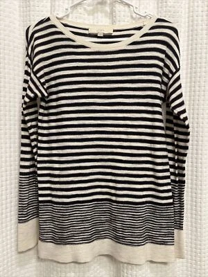 Suéter Ann Taylor Mujer XS Rayas Negro Trigo Algodón/Viscosa K11 Foto 1 de 4