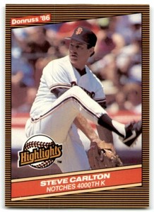 1986 DONRUSS HIGHLIGHTS STEVE CARLTON SAN FRANCISCO GIANTS #35
