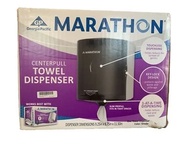 Marathon Centerpull Paper Towel Dispenser Smoke 9.25in X 8.75in X 11.5in USA - Image 1 of 4