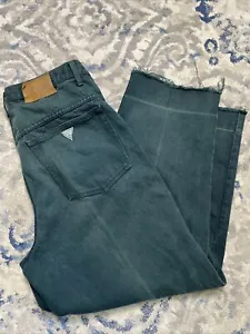 VTG GUESS Men's Sz 38  Green Georges Marciano 2 Button Workwear Denim Jeans USA - Picture 1 of 15