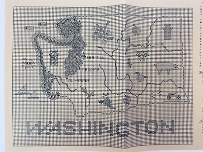 Sue Hillis Designs Map of WASHINGTON Counted Cross Stitch Pattern SHD Map - Image 1 of 2