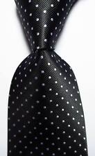 New Classic Polka Dot Black White JACQUARD WOVEN 100% Silk Men's Tie Necktie