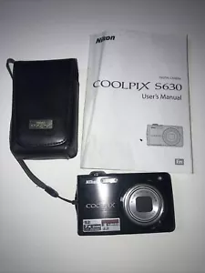 Nikon Coolpix S630 Black 12MP Digital Camera With Battery And Case - Picture 1 of 11