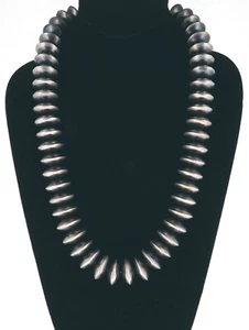 Handmade Sterling Silver Saucer Bead Necklace By Navajo Artist Bryannen Halwood - Picture 1 of 3