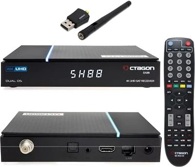 ►OCTAGON SX88 V2 4K UHD S2+IP 1xDVB-S2 E2 Linux Sat Receiver + 600Mbit WLAN - Bild 1 von 4