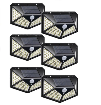 6 pezzi Faretto 100 led da esterno giardino pannello solare sensore di movimento - Immagine 1 di 4