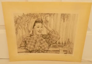 Willy Seiler Etching Woman Farmer Vintage Signed in pencil Stamped - Picture 1 of 11