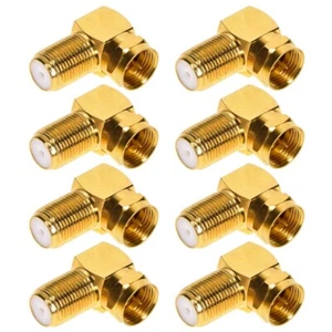 8 Pcs F Type Male to Female Right Angle 90 Degree Coax Coaxial TV Adapter Gold - Picture 1 of 6