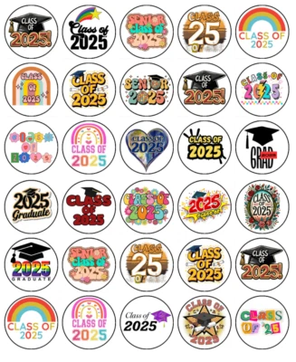  Шляпа выпускного класса 2025 съедобные вафли макароны для кексов — 4 дизайна - Изображение 1 из 3