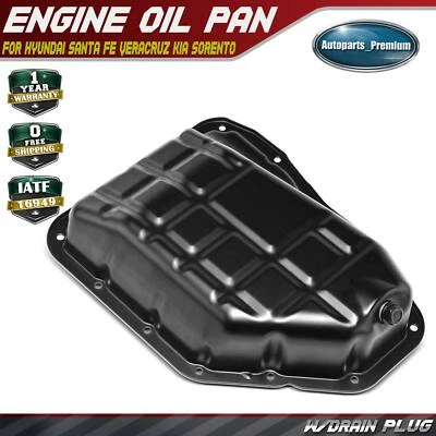 New Lower Engine Oil Pan w/ Drain Plug for Hyundai Santa Fe Veracruz Kia Sorento - Image 1 of 4