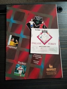 ENGLAND V TURKEY 18/11/92 Programme And Ticket - Picture 1 of 10
