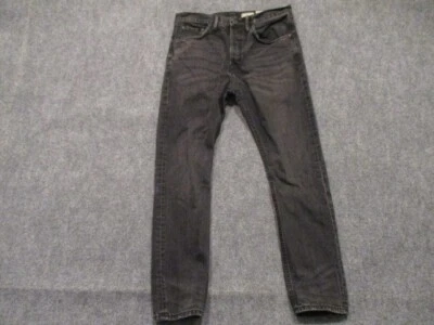 Pantalones de mezclilla AllSaints para hombre 30x27 negros botones cónicos mosca informales desteñidos ajustados Foto 1 de 4