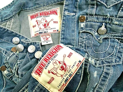 QUENTE Jaqueta Jeans Masculina VERDADEIRA RELIGIÃO @ JIMMY BIG T Slim DISTRESS Jeans M (Ajuste P) - Imagem 1 de 4