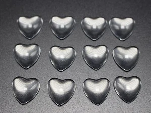 100 Transparent Clear Love Heart Dome Flatback Glass Cabochon 12mm - Picture 1 of 3