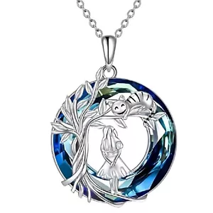 Sterling Silver Alice in Wonderland Necklace Crystal Pendant Cheshire Cat B1 - Picture 1 of 7