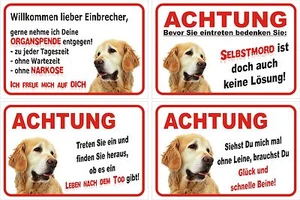 Schild Achtung Golden Retriever 15x20, 30x20, 40x30, 60x40cm Türschild Hund - Bild 1 von 5