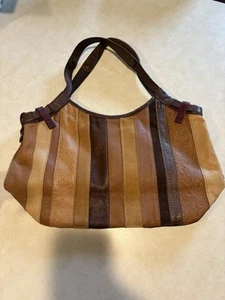 Lucky Brand Patchwork Suede Leather Purse Hobo Bag Wide Shoulder Strap - Picture 1 of 15