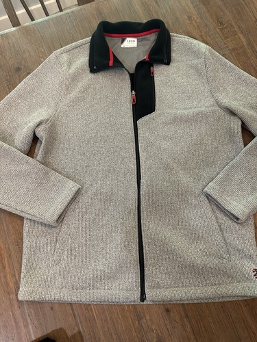 VETEMENTS IZOD PerformX Giacca Uomo Media Full Zip Foderata in Pile Maglia Zip Grigio (B1)