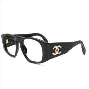 Good CHANEL Coco Mark Matelass Sunglasses Eyewear Black Ladies k3891 - Picture 1 of 7