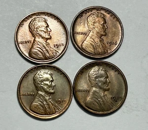 1912 BU, 1916 BU, 1919 S AU DETAILS AND 1929 S AU-BU LINCOLN CENT - Picture 1 of 2