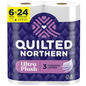 Gestepptes Northern Ultra Plüsch Toilettenpapier, 6 Mega Rollen = 24 normale Rollen, 3X T - Bild 1 von 8