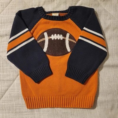 Suéter de futebol Gymboree bebê menino tamanho 3T laranja e marinho preppy, inverno, aconchegante - Imagem 1 de 4