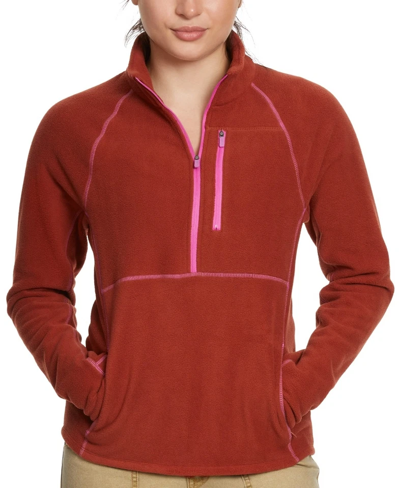 Bass Outdoor Womens fit Quarter zip Sweatshirt XS Red Solid