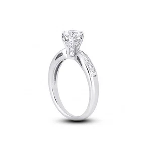 2 diamanti naturali tondi 1/2 ct F SI2 950 placca. Anello accento stile vintage - Foto 1 di 3
