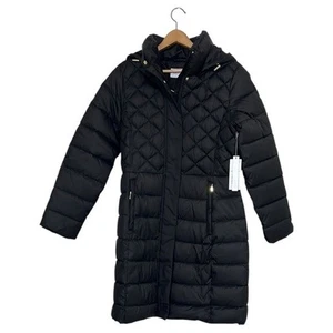 Liz Claiborne gefütterter Mantel Damengröße Small schwarz durchgehender Reißverschluss Kapuze Polyester - Bild 1 von 13