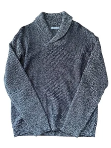 TU Man Chunky Knitted Jumper Mens Grey Ribbed Pullover Shawl Collar Sweater XXL - Picture 1 of 7