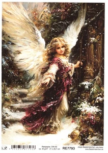Papel de arroz DIN A4 seda de paja decoupage Navidad ángel vintage RE7793 - Imagen 1 de 1