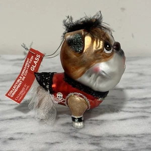 PUG French Bulldog Mercury Glass Dog Ornament Funky Pirate Outfit New NWT - Picture 1 of 10