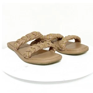 Sandalias BCBGeneration para mujer color tostado con acento dorado con correa tejida talla 8 - Imagen 1 de 9
